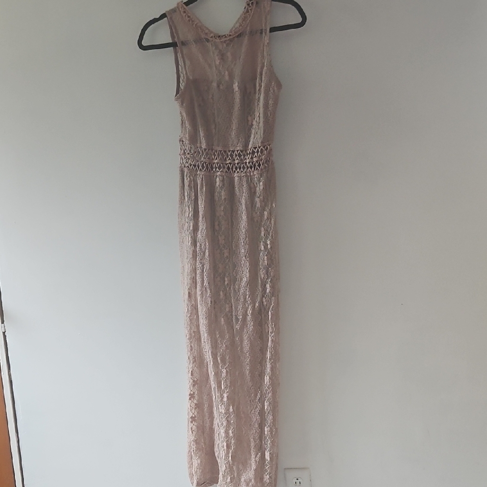 Foreign Exchange Blush Lace Maxi Dress